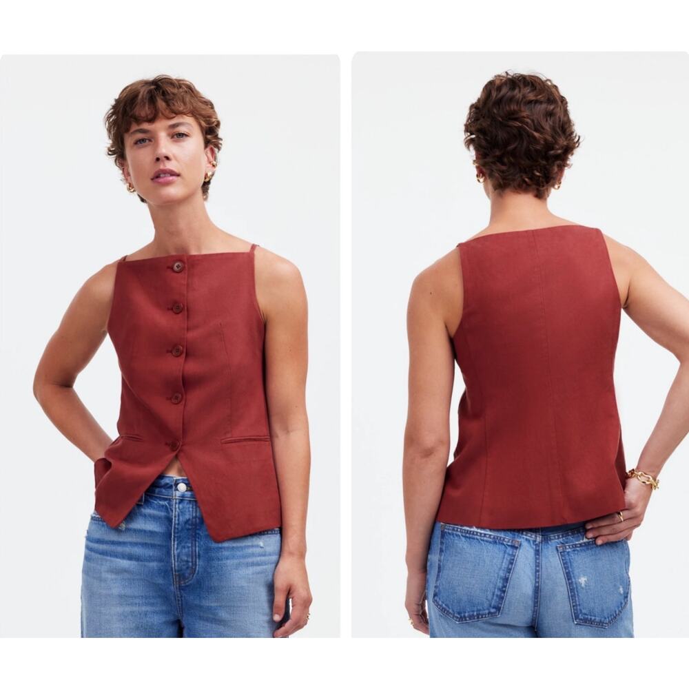Madewell Rust Button-Front Blouse - image 1